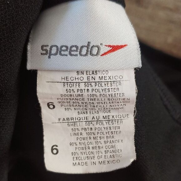 Speedo Endurance Black Swimsuit One Piece Ruched Tummy Control Womens 6 Small - Picture 9 of 11